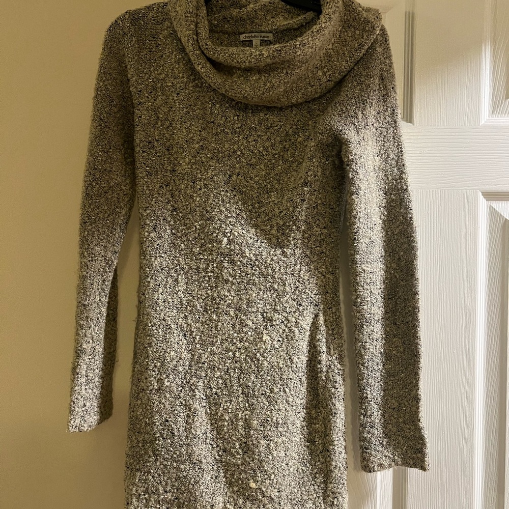 Charlotte Russe Textured Cowl Neck Sweater - Cream